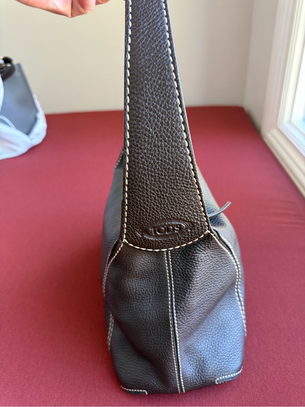 Tod’s Vintage Brown Pebbled Leather Hobo Shoulder Bag Quiet Luxury - Picture 3 of 6